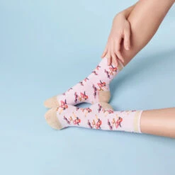 Cabaïa Chaussettes Originales Femme MATHILDE & AUGUSTE - Couleur Rose - En Coton Bio