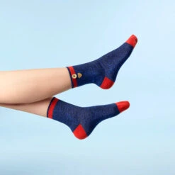 Cabaïa Chaussettes Lurex Femme LEA & SEKOU - Couleur Bleu - En Coton Bio