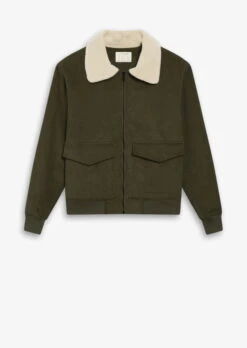 Manteau Col Moumoute CORDUROY - Couleur Kaki - En Coton Biologique