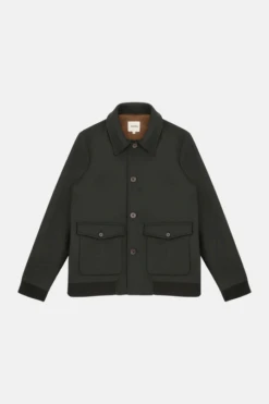 Manteau Court En Laine Mixte BROOKLYN - En Kaki - En Laine Et Cachemire Recyclé -Clothing Discounts Store manteau court en laine brooklyn NOYOCO kaki packshot