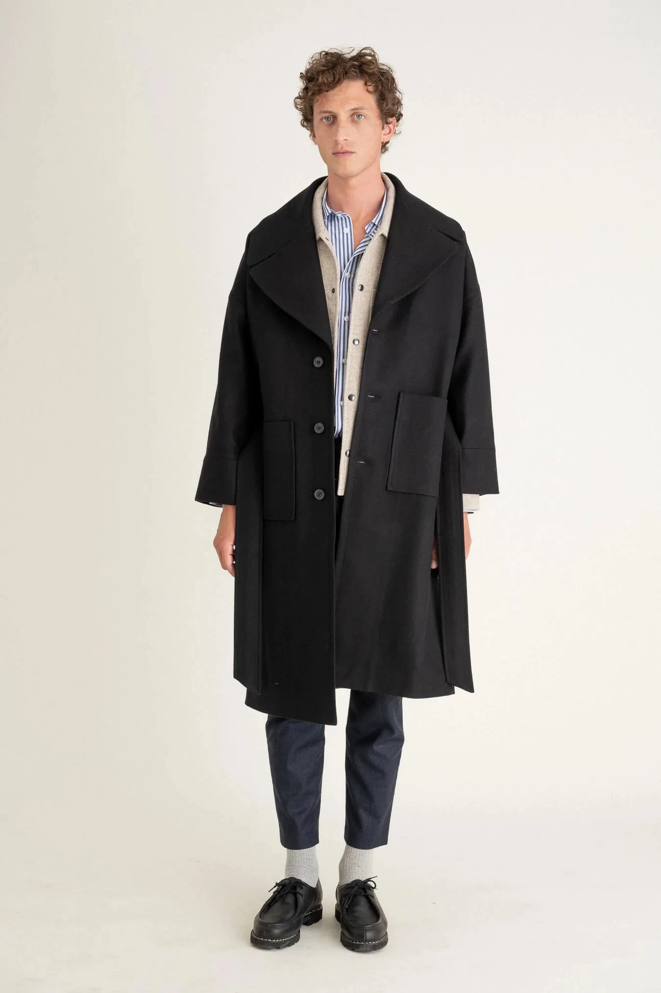 Manteau Long Mixte DEAN - En Laine - En Couleur Noir 7 Manteau Long Mixte DEAN - En Laine - En Couleur Noir - Image 5