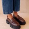 ALOHAS Mocassins Compensés Femme TRAILBLAZER - En Marron - En Cuir Certifié LWG -Clothing Discounts Store mocassins compenses femme trailblazer marron