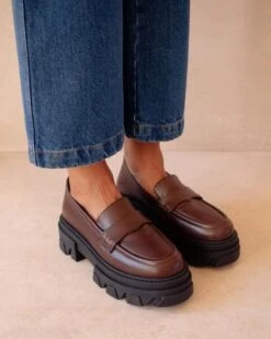 ALOHAS Mocassins Compensés Femme TRAILBLAZER - En Marron - En Cuir Certifié LWG