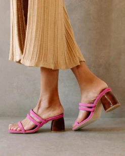 ALOHAS Mules à Talon Carré Femme INDIANA - Plusieurs Coloris - En Cuir Certifié LWG -Clothing Discounts Store mules talon carre indiana rose profil