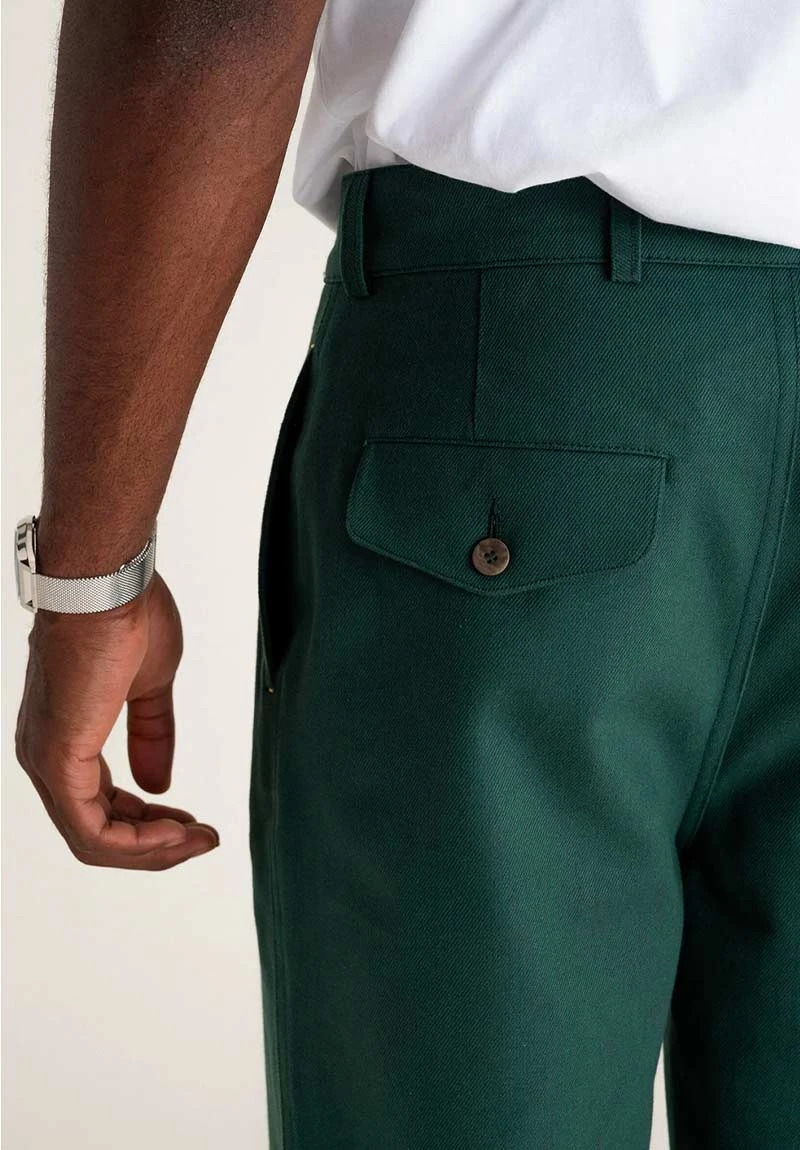 Pantalon Droit Large DALI - En Vert Sapin - En Coton Bio 5 Pantalon Droit Large DALI - En Vert Sapin - En Coton Bio - Image 3