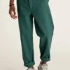 Pantalon Droit Large DALI - En Vert Sapin - En Coton Bio -Clothing Discounts Store pantalon cigarette taille haute vert sapin1