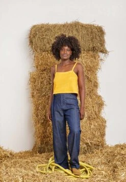 Pantalon Lyocell Femme SAUVAGE - En Couleur Denim - Fabriqué Au Portugal