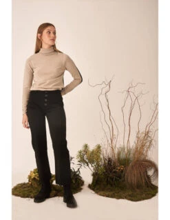 Pantalon Evasé Femme CEDAR - En Noir - En Coton Recyclé Et Biologique