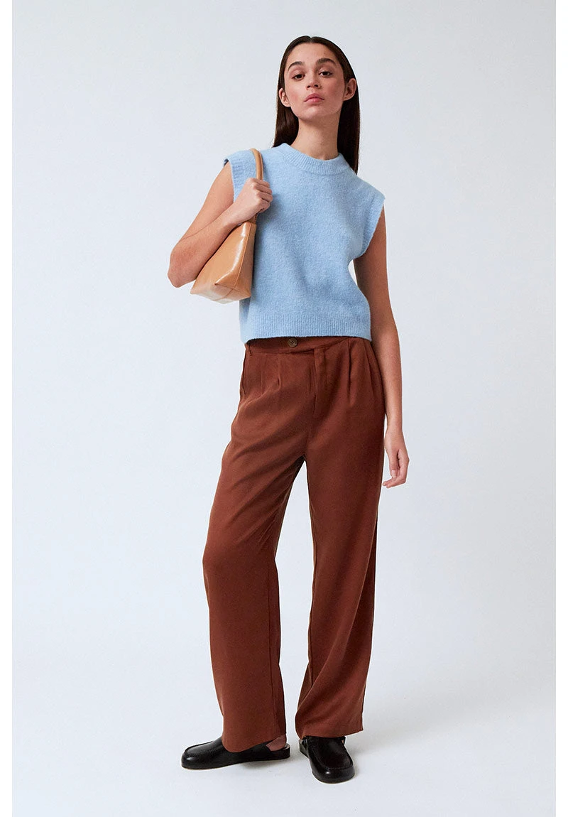 AMT Pantalon Fluide Taille Haute GAIA - En Marron - En Tencel 4 AMT Pantalon Fluide Taille Haute GAIA - En Marron - En Tencel - Image 2