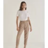 Pantalon En Lin Droit Femme NEGUEV - En Taupe - Fabriqué En Espagne -Clothing Discounts Store pantalon lin droit femme neguev taupe