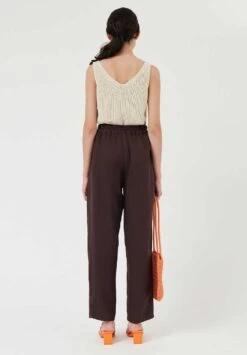 AMT Pantalon Tencel Femme Taille Elastiquée BAOBAB - En Plusieurs Coloris - En Lin Et Tencel -Clothing Discounts Store pantalon marron thinking mu2
