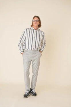 Pantalon Taille élastiquée Mixte NEGUEV - En Gris Clair - En Coton Upcyclé