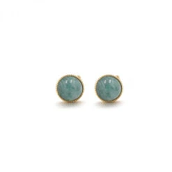 Boucles D'oreilles Rondes Femme ARIANE - En Pierre Naturelle Et Laiton Doré à L'or Fin 24 Carats -Clothing Discounts Store pucesoreilles6mm amazonite ariane 575x575q90