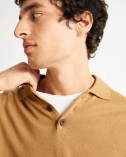Thinking Mu Pull Col Polo Homme VINCENT - En Plusieurs Coloris - En Coton Bio -Clothing Discounts Store pull col polo vincent thinking mu ocre zoom