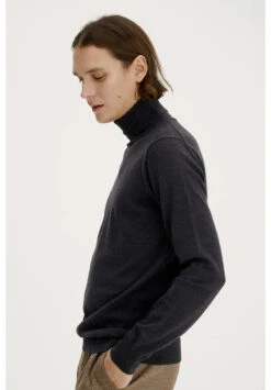 Pull Col Roulé Fin Unisexe BERGEN - En Laine Mérinos - Couleur Anthracite -Clothing Discounts Store pull col roule fin unisexe1