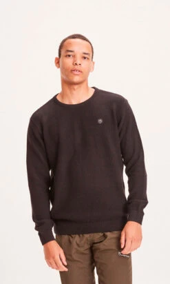 Pull En Coton Bio Homme FIELD - En Noir - Fabriqué En Turquie
