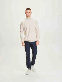 Pul Col Roulé Homme FORREST - Couleur Ecru - En Laine Biologique