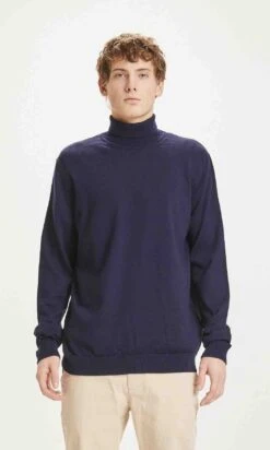 Pul Col Roulé Homme Bleu MarineFORREST - En Laine Biologique