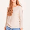 Pull Manches Trois Quart Femme Beige MYRTHE - En Plusieurs Coloris - En Coton Bio GOTS -Clothing Discounts Store pull manches trois quart femme beige myrthe