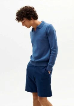 Thinking Mu Polo Manches Longues PHOENIX - En Bleu - Fabriqué Au Portugal