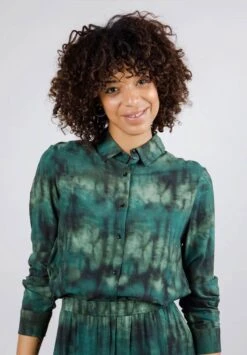 Brava Fabrics Robe Col Mao MOSS - En Viscose EcoVero - Couleur Vert Sapin