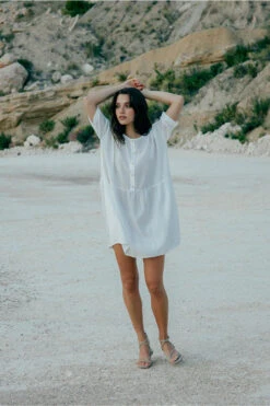 Robe Lyocell Femme PIMA - En Blanc - Fabriquée En Espagne