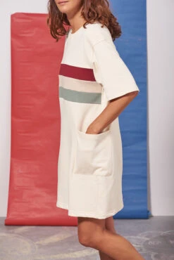 Robe Molleton Femme JOIE - En Beige - En Coton Bio GOTS -Clothing Discounts Store robe molleton femme joie beige profil