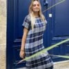 Robe Longue Motif Écossais ELEA - Tissus Upcyclé -Clothing Discounts Store robe motif ecossais1
