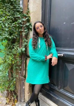 Robe Sweat Capuche Oversize NOE- En Plusieurs Coloris - En Tissus Upcyclés -Clothing Discounts Store robe sweat capuche oversize bleu2