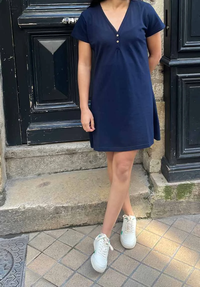 Robe Tennis Courte MARINE - En Coton Upcyclé 3 Robe Tennis Courte MARINE - En Coton Upcyclé