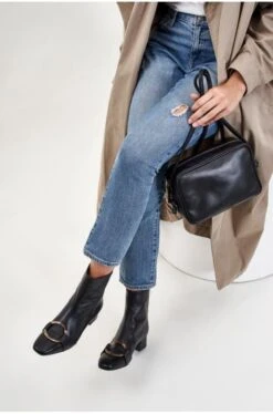 Sac Besace à Bandoulière Femme CASSIS - Couleur Noir - En Cuir