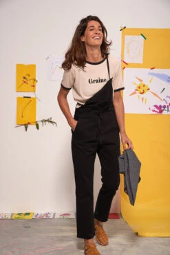 Salopette Noire Femme REVE - En Coton Bio GOTS