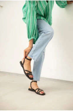 Sandales à Lanières Femme ADRIANA - En Noir - En Cuir