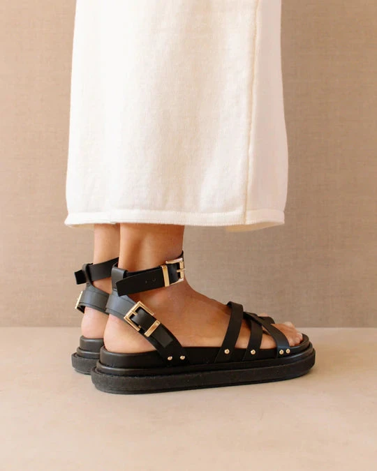 ALOHAS Sandales Cuir Végétal Femme BUCKLE UP - En Noir - En Cuir De Mais 5 ALOHAS Sandales Cuir Végétal Femme BUCKLE UP - En Noir - En Cuir De Mais - Image 3