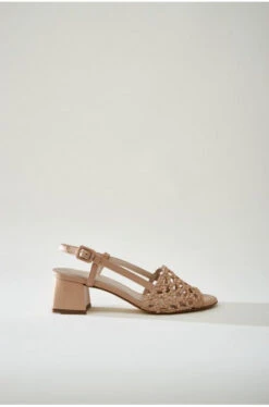 Sandales Tressées à Talons Femme ROMY - En Beige - En Cuir -Clothing Discounts Store sandales tressees romy beiges profil