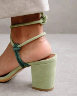 ALOHAS Sandales Vertes Femme GRACE - En Cuir Certifié LWG -Clothing Discounts Store sandales vertes grace alohas zoom