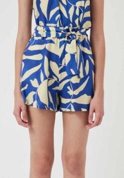 AMT Short Femme LEAVES - En Bleu - Fabriqué En Espagne