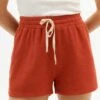 Thinking Mu Short Loose SUE - En Orange Corail - Fabriqué Au Portugal -Clothing Discounts Store short court femme orange