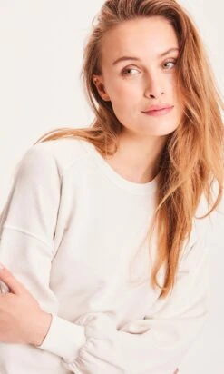 Sweat Court Femme ERICA - En Coton Bio GOTS -Clothing Discounts Store sweat creme femme erica zoom