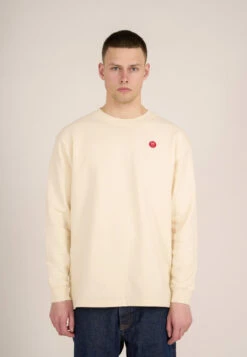 Sweat Homme BASIC BADGE - En Coton Bio Et Polyester Recyclés -Clothing Discounts Store sweat creme homme elm recycle