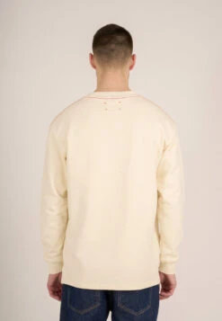 Sweat Homme BASIC BADGE - En Coton Bio Et Polyester Recyclés -Clothing Discounts Store sweat creme homme elm recycle dos