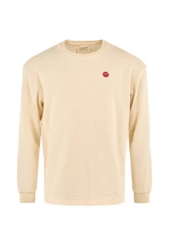 Sweat Homme BASIC BADGE - En Coton Bio Et Polyester Recyclés -Clothing Discounts Store sweat creme homme elm recycle packshot