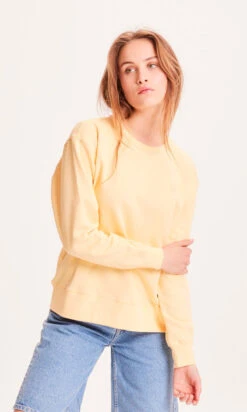 Sweat Jaune Pastel Femme DAPHNE - En Coton Bio GOTS