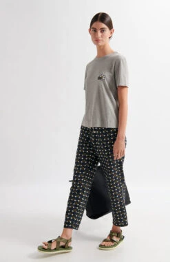 T Shirt Fleur Femme MARGARITA - En Gris - En Coton Bio