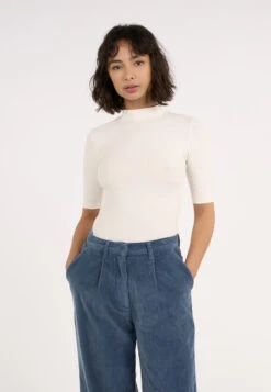 T-shirt Col Cheminée Femme RIB - En Plusieurs Coloris - En Coton Biologique GOTS