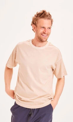 T-shirt Coton Bio GOTS Homme NUANCE BY NATURE ALDER - En Beige - Teinture Végétale