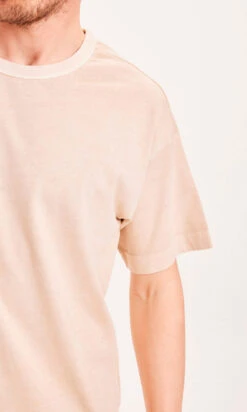 T-shirt Coton Bio GOTS Homme NUANCE BY NATURE ALDER - En Beige - Teinture Végétale -Clothing Discounts Store t shirt coton bio homme alder beige zoom