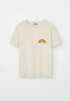 T Shirt Ecru Femme RAINBOW - En Coton Bio -Clothing Discounts Store t shirt ecru rainbow2