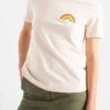 T Shirt Ecru Femme RAINBOW - En Coton Bio -Clothing Discounts Store t shirt ecru rainbow3