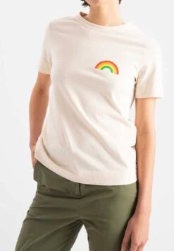 T Shirt Ecru Femme RAINBOW - En Coton Bio